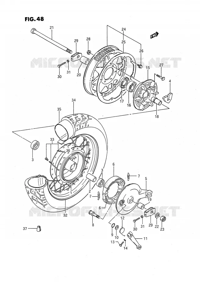 ROUE ARRIERE Suzuki MOTO 650 SAVAGE 1989  LS650FK(E2)