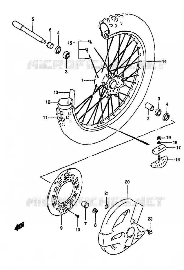 ROUE AVANT (MODELE T) Suzuki MOTO 250 RM 2000  RM250Y(T/V/W/X/Y)