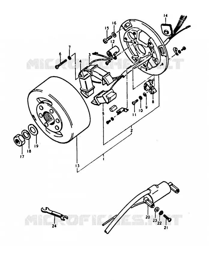 ALLUMAGE ROTOR - STATOR (A100-4,K,L,M) Suzuki MOTO 100 A100 1991  A100M(K/L/M/N/4)