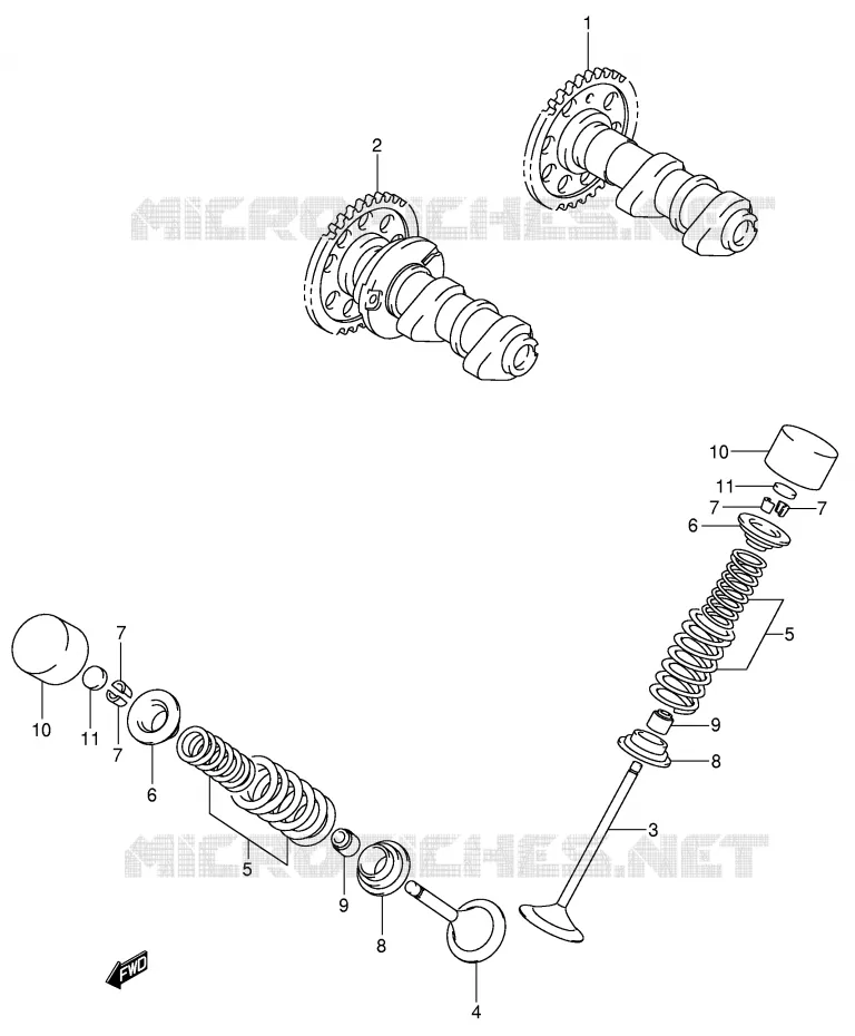 ARBRE A CAMES - SOUPAPES Suzuki MOTO 400 DR-Z 2004  DR-Z400SK4(E3/E28)