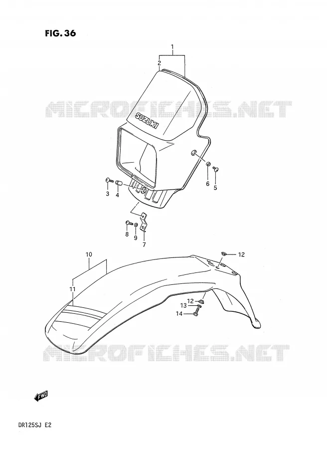 BOL DE PHARE - GARDE BOUE AVANT (MODELE F) Suzuki MOTO 125 DR 1985  DR125SF(E2)