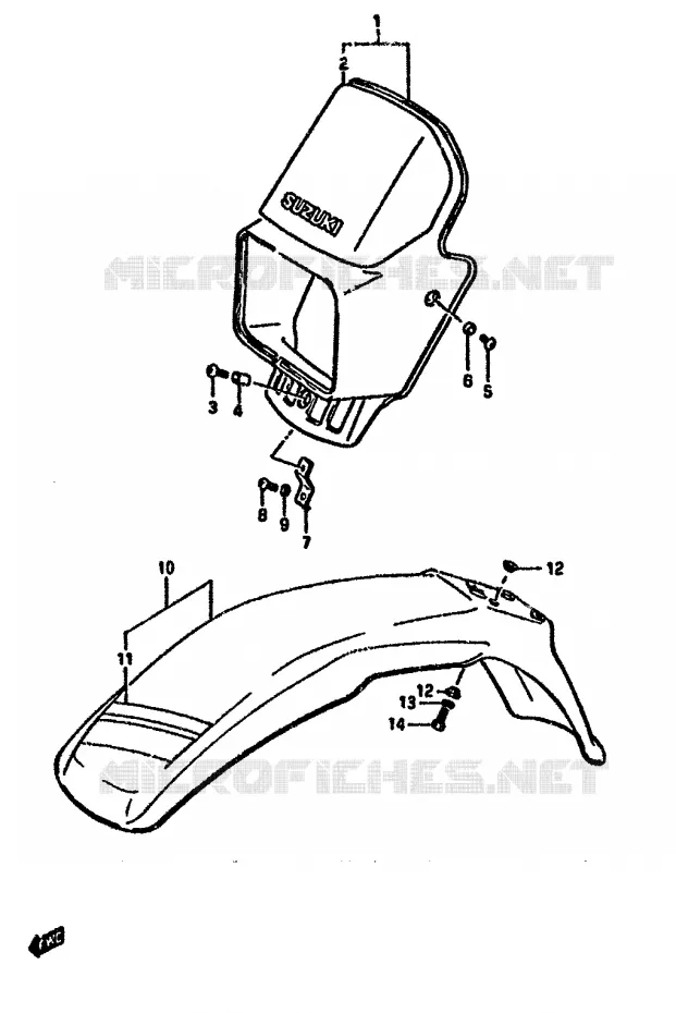BOL DE PHARE - GARDE BOUE AVANT (MODELE F) Suzuki MOTO 125 DR 1987  DR125SH(F/H/J)