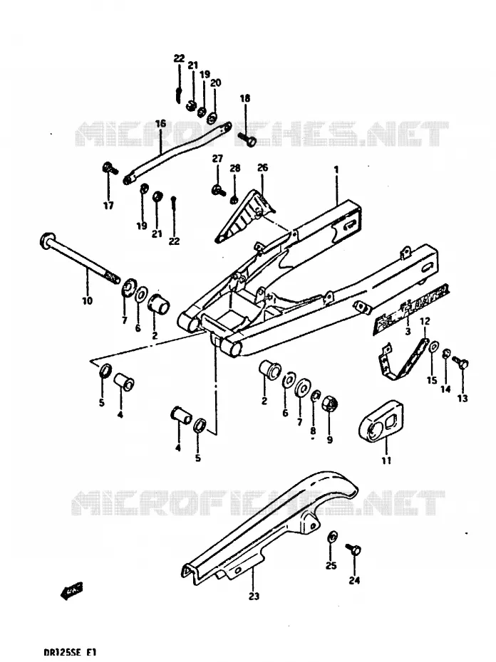BRAS OSCILLANT ARRIERE Suzuki MOTO 125 DR 1984  DR125SE