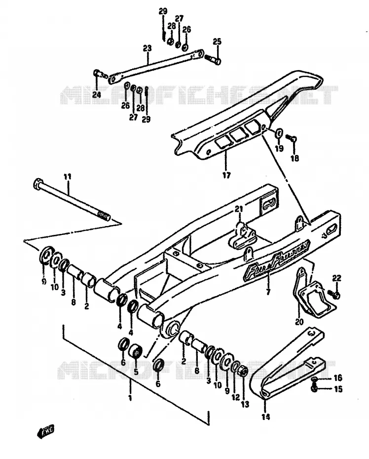 BRAS OSCILLANT ARRIERE Suzuki MOTO 125 DR 1987  DR125SH(F/H/J)