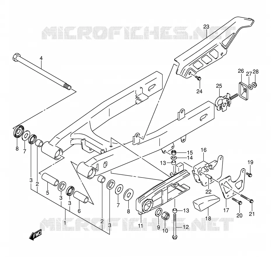 BRAS OSCILLANT ARRIERE Suzuki MOTO 125 DR-Z 2004  DR-Z125K4(E3/E28)
