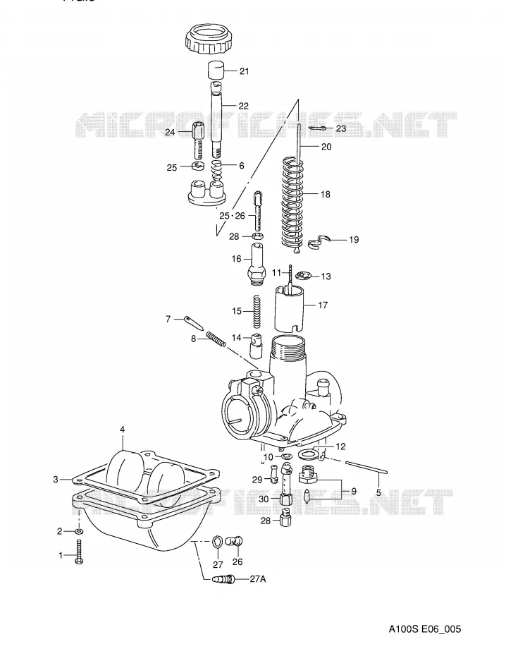 CARBURATEUR (E6,P6) Suzuki MOTO 100 A100 1995  A100S(E6)