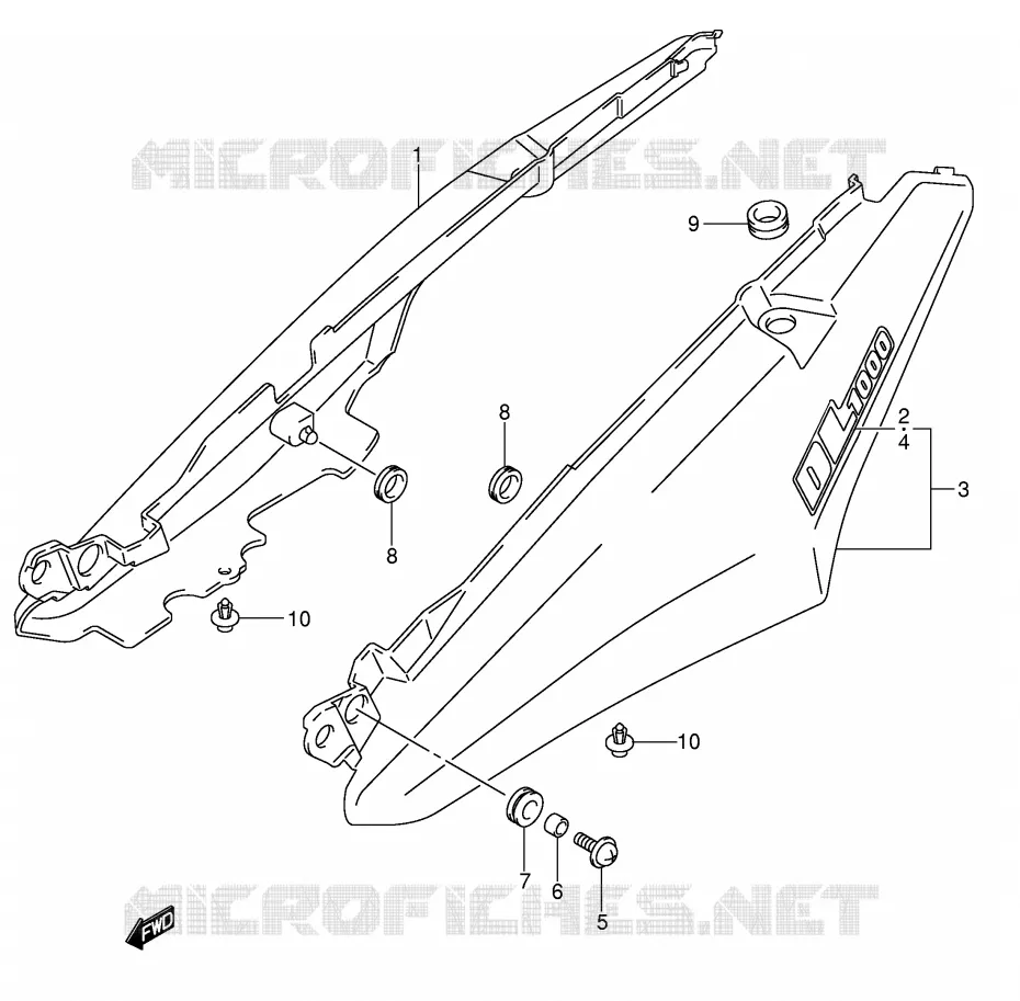 CARENAGE ARRIERE - CAPOT DE SELLE (MODELE K4) Suzuki MOTO 1000 V-STROM 2005  DL1000K5(E2)