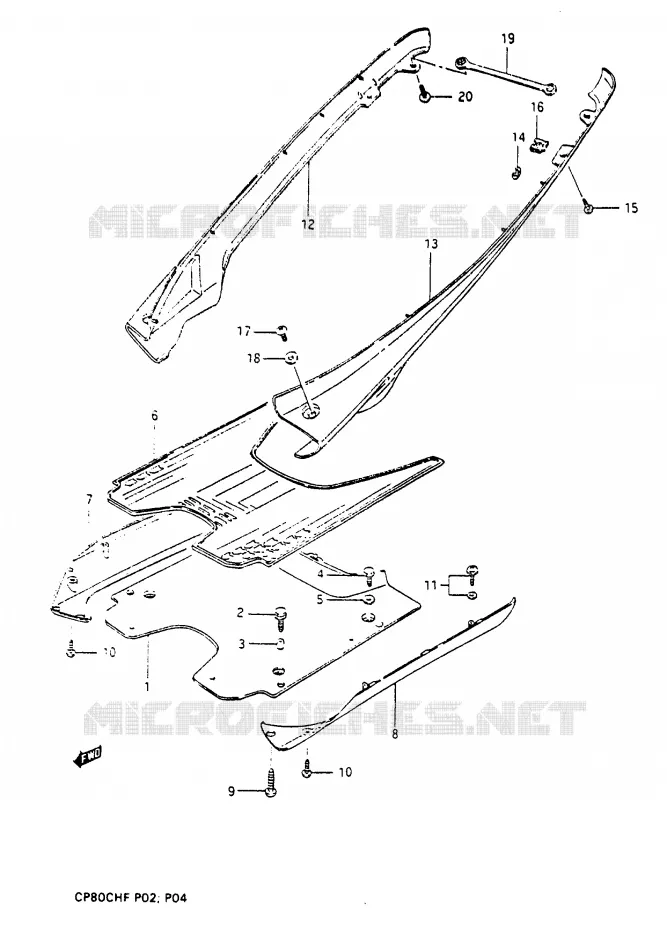 CARENAGE ARRIERE Suzuki SCOOTER 80 CP 1985  CP80CHF