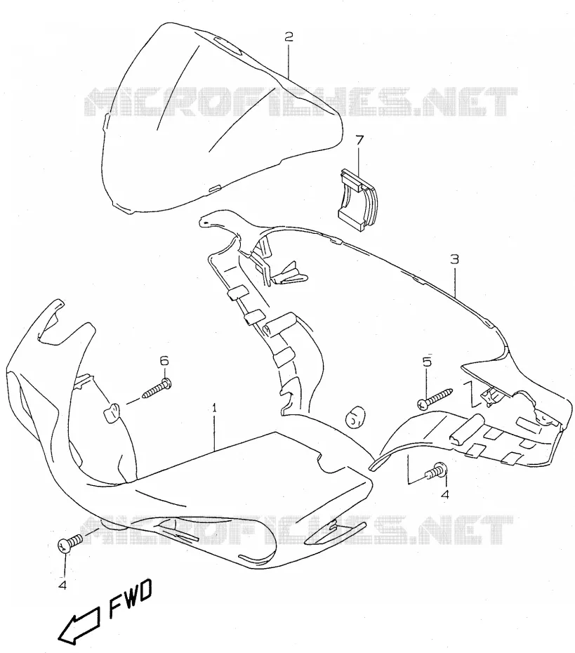 CARENAGE DE GUIDON (model V/W and model AY50 X) Suzuki SCOOTER 50 KATANA 1998  AY50W(V/W/X/Y)