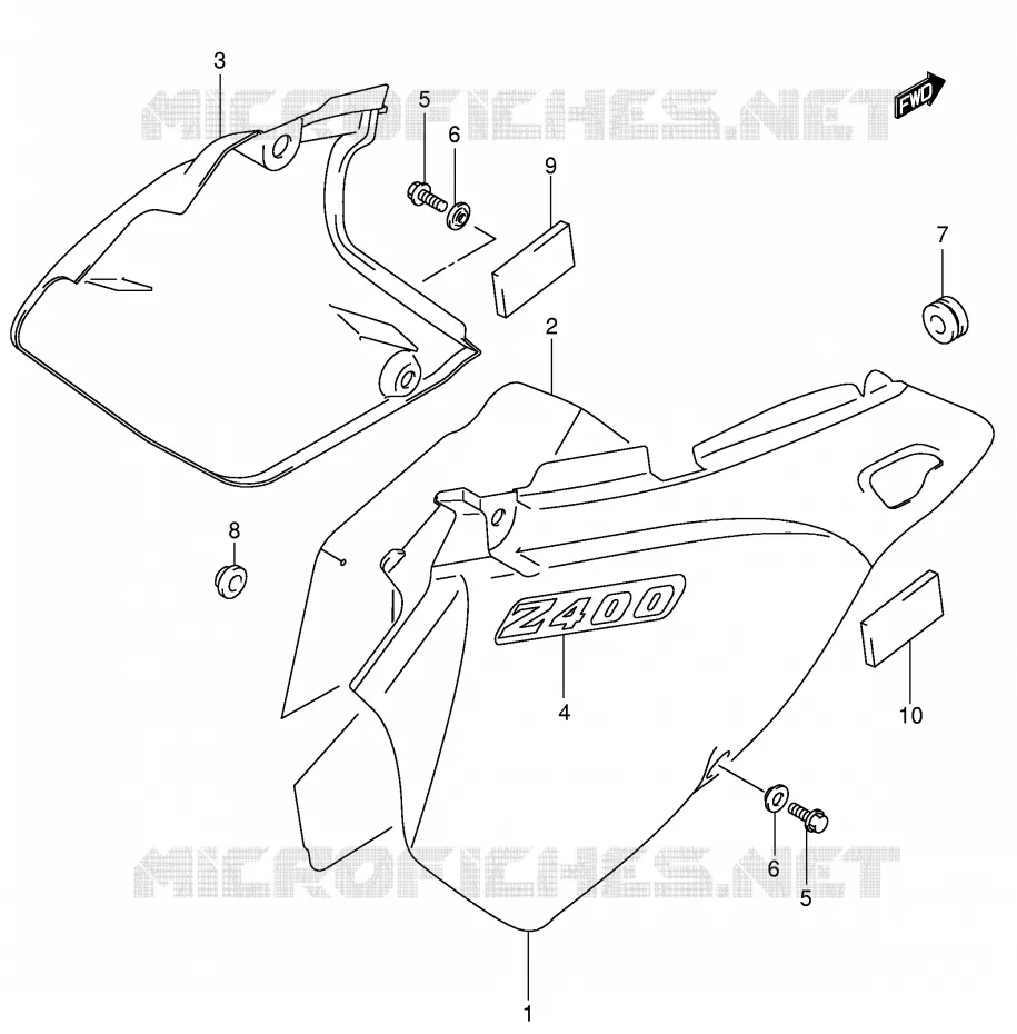 CARENAGES ARRIERE  (MODELE K1) Suzuki MOTO 400 DR-Z 2000  DR-Z400SY(E2)