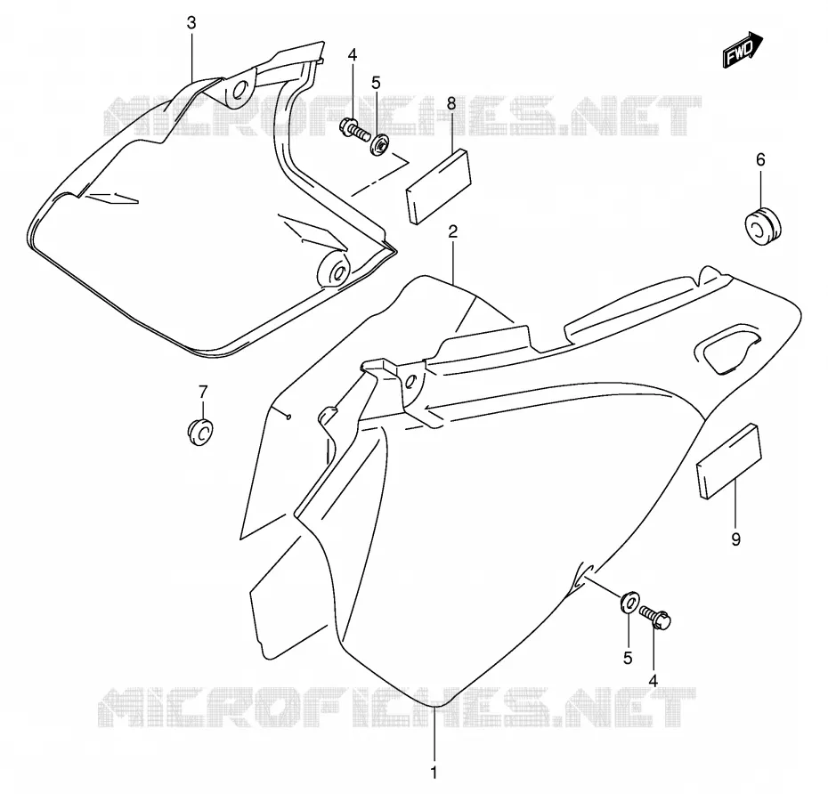CARENAGES ARRIERE  (MODELE K3/K4) Suzuki MOTO 400 DR-Z 2002  DR-Z400SK2(E2)