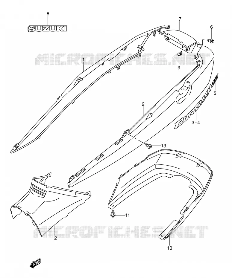 CARENAGES ARRIERE  (MODELE K3) Suzuki SCOOTER 250 BURGMAN 2004  AN250K4(E2)