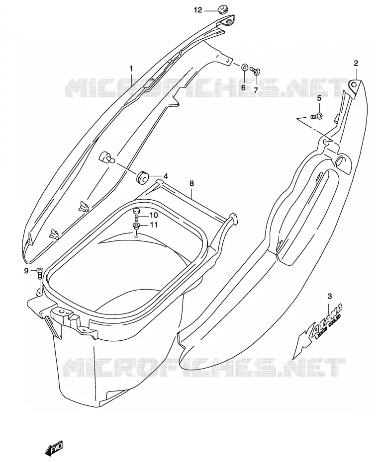 CARENAGES ARRIERE  (MODELE K3) Suzuki SCOOTER 50 KATANA 2004  AY50SK4(P19)