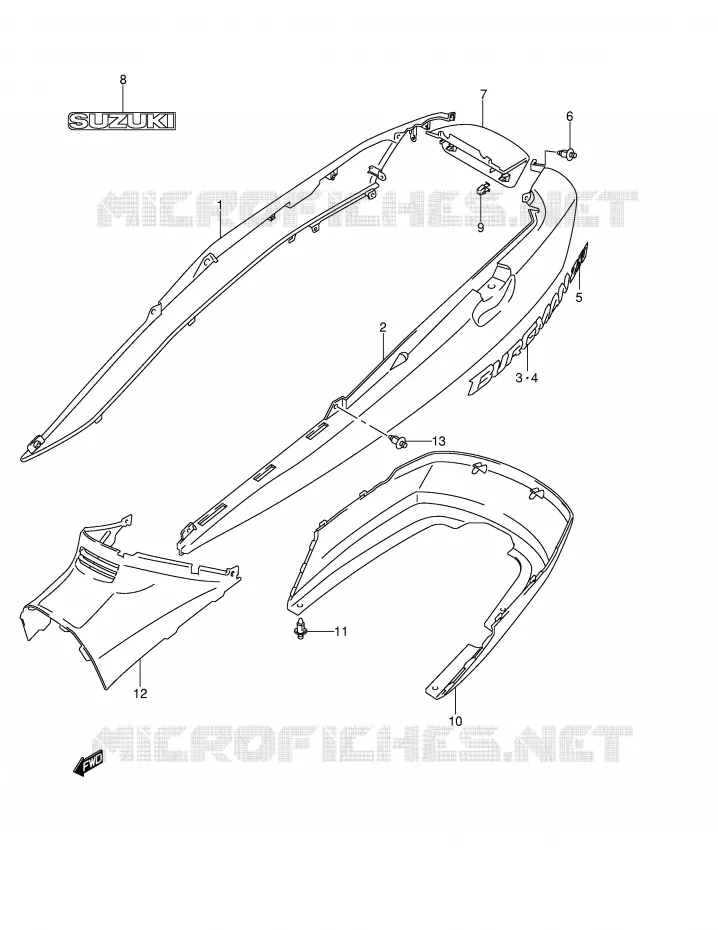 CARENAGES ARRIERE  (MODELE K4) Suzuki SCOOTER 250 BURGMAN 2005  AN250K5(E2)