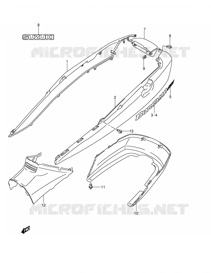 CARENAGES ARRIERE  (MODELE K4) Suzuki SCOOTER 400 BURGMAN 2006  AN400SK6(E2)