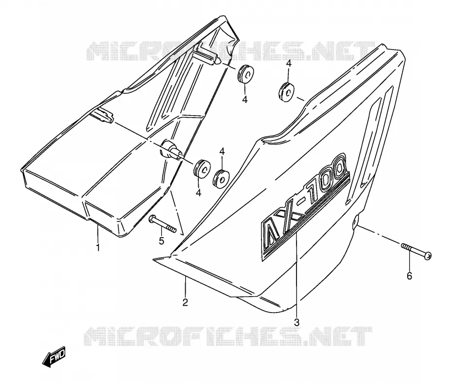 CARENAGES ARRIERE  (MODELE T P9) Suzuki MOTO 100 AP 1997  AX100V(E94)