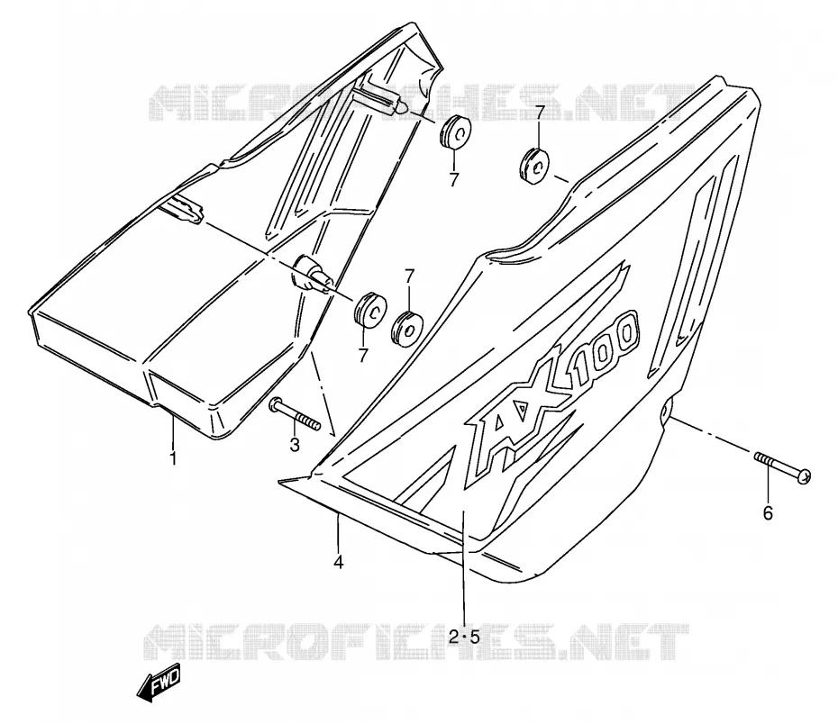 CARENAGES ARRIERE  (MODELE V E94,P36,P48) Suzuki MOTO 100 AP 1994  AX100R(E94)