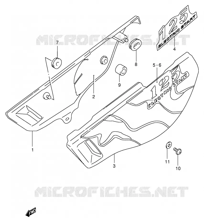 CARENAGES ARRIERE  (MODELE Y) Suzuki MOTO 125 DF 2000  DF125EY(E4)