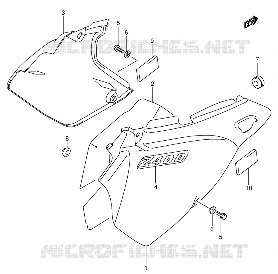 CARENAGES ARRIERE  (MODELE Y) Suzuki MOTO 400 DR-Z 2003  DR-Z400SK3(E2)