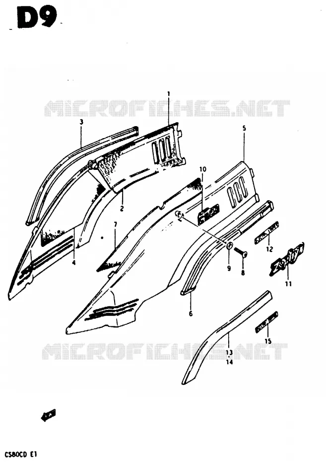 CARENAGES ARRIERE (E2, E17, E22) Suzuki SCOOTER 80 CS 1983  CS80CD