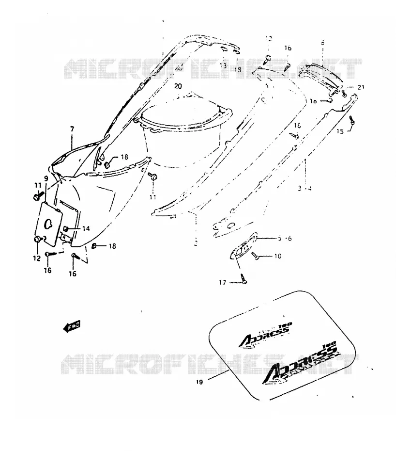 CARENAGES ARRIERE Suzuki SCOOTER 100 ADDRESS 1994  AH100R