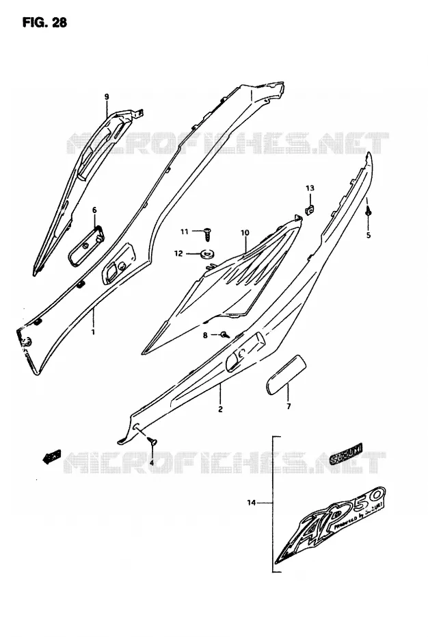 CARENAGES ARRIERE Suzuki SCOOTER 50 AP 1996  AP50T(T/7/V)