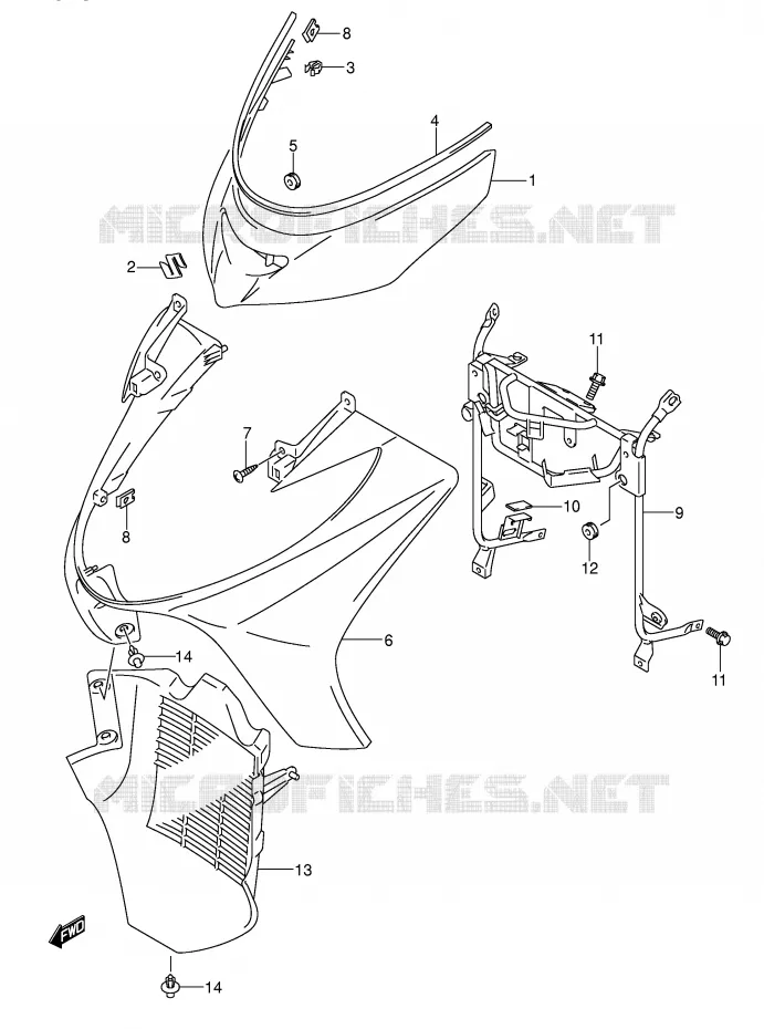 CARENAGES AVANT (MODELE K3/K4) Suzuki SCOOTER 250 BURGMAN 2004  AN250K4(E2)