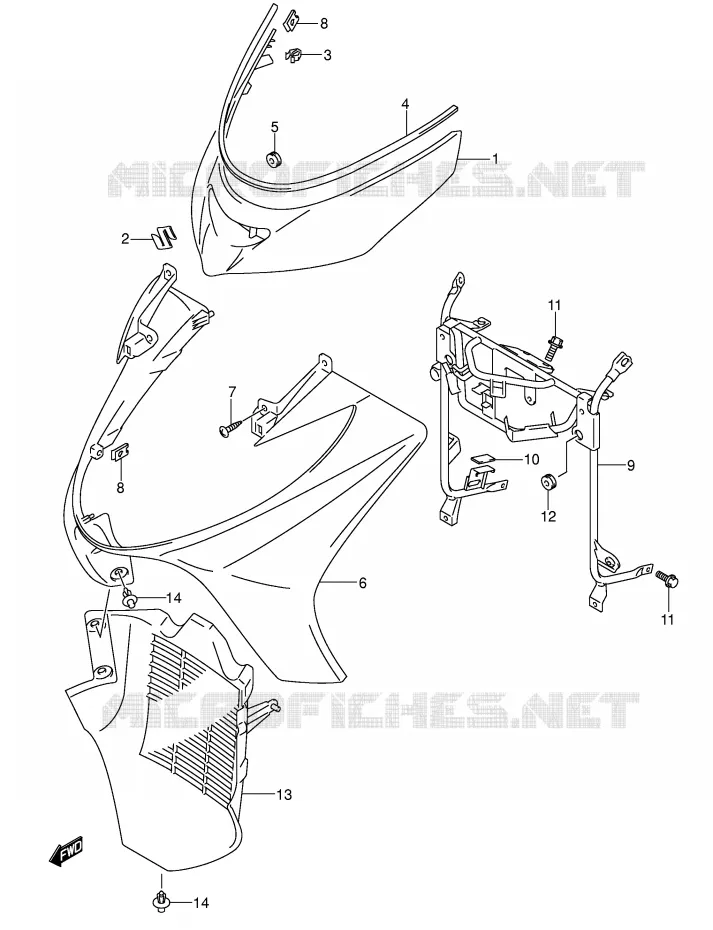 CARENAGES AVANT (MODELE K3/K4) Suzuki SCOOTER 400 BURGMAN 2006  AN400K6(E2)