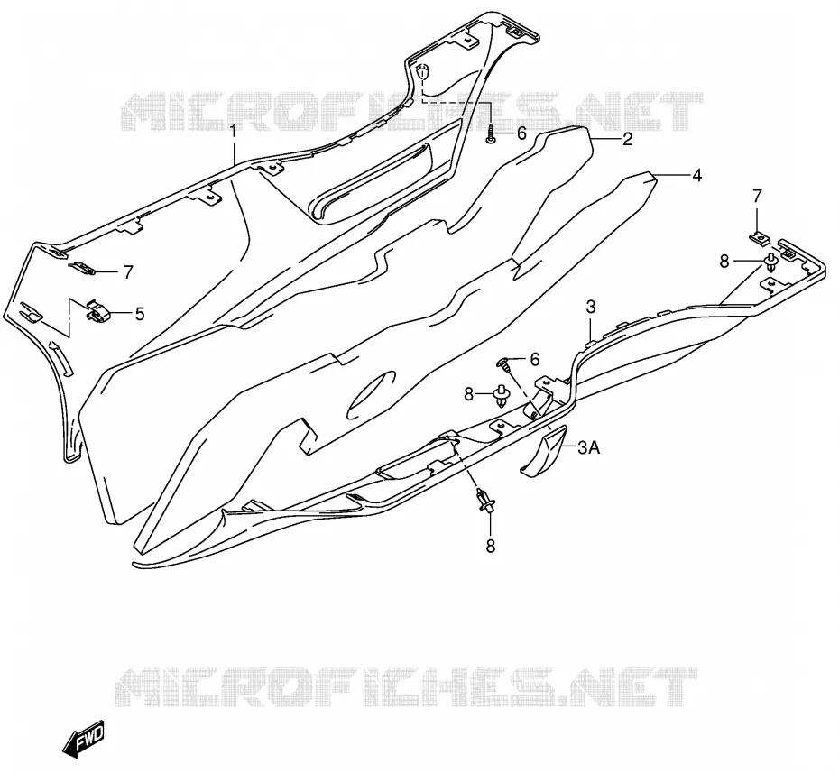 CARENAGES INFERIEUR (MODELE K3/K4) Suzuki SCOOTER 650 BURGMAN 2005  AN650K5(E2)