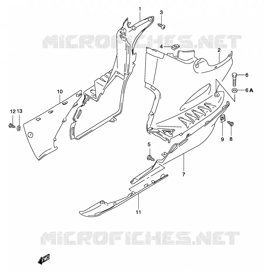 CARENAGES INFERIEUR (MODELE K3) Suzuki SCOOTER 50 KATANA 2003  AY50K3(P19)