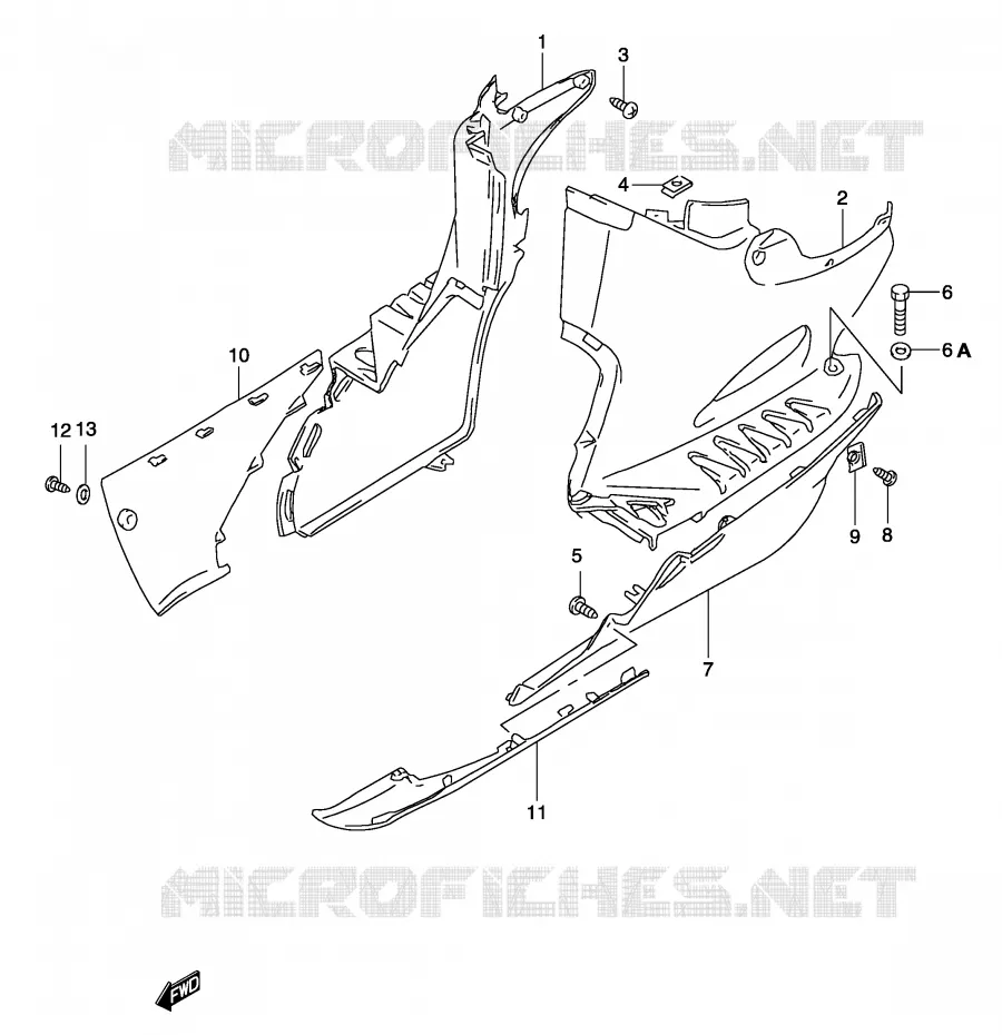 CARENAGES INFERIEUR (MODELE K4) Suzuki SCOOTER 50 KATANA 2004  AY50WSK4(P19)