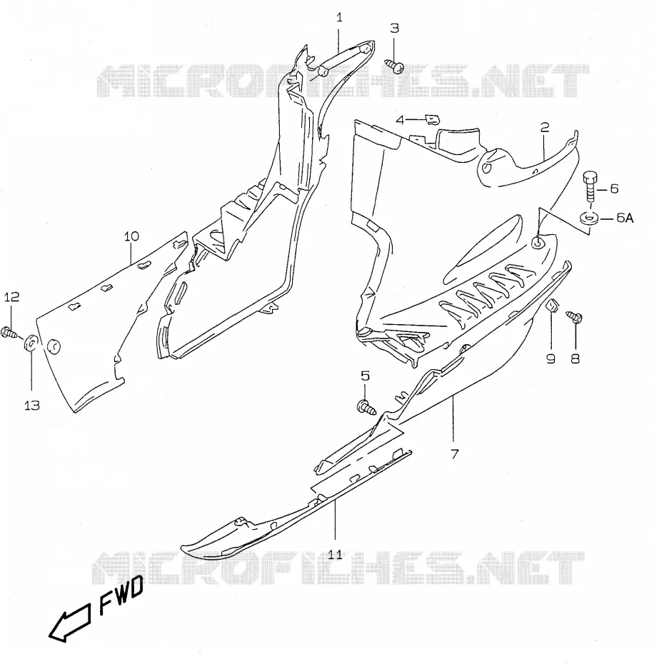 CARENAGES INFERIEURS (model V/W/X) Suzuki SCOOTER 50 KATANA 2000  AY50Y(V/W/X/Y)
