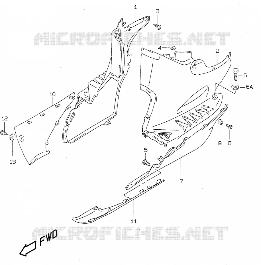 CARENAGES INFERIEURS (model Y) Suzuki SCOOTER 50 KATANA 2000  AY50WY(V/W/X/Y)