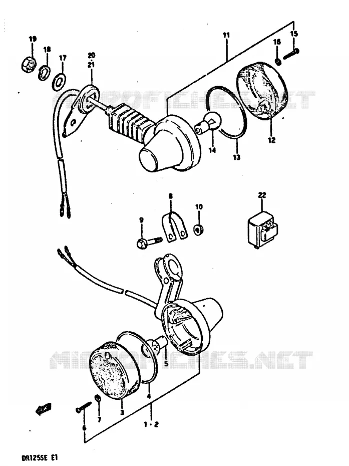 CLIGNOTANTS (E1, E4, E6, E15, E21, E24) Suzuki MOTO 125 DR 1984  DR125SE