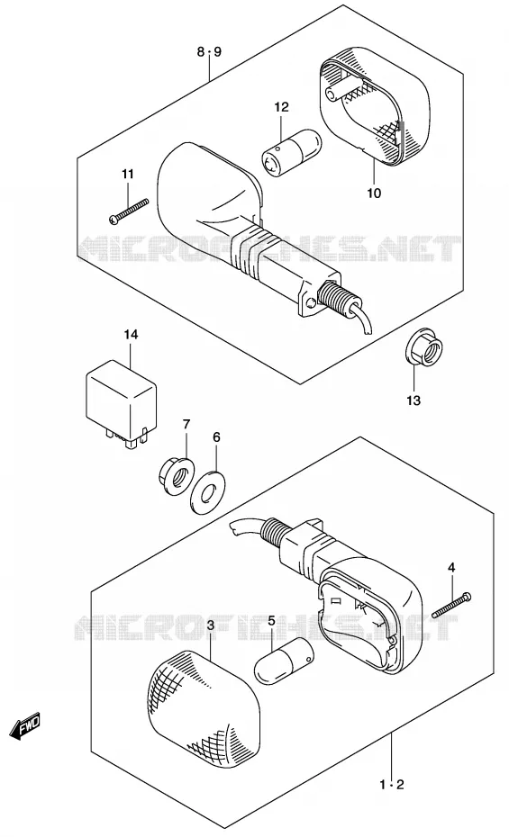 CLIGNOTANTS (MODELE K2/K3) Suzuki MOTO 1000 V-STROM 2004  DL1000K4(E2)