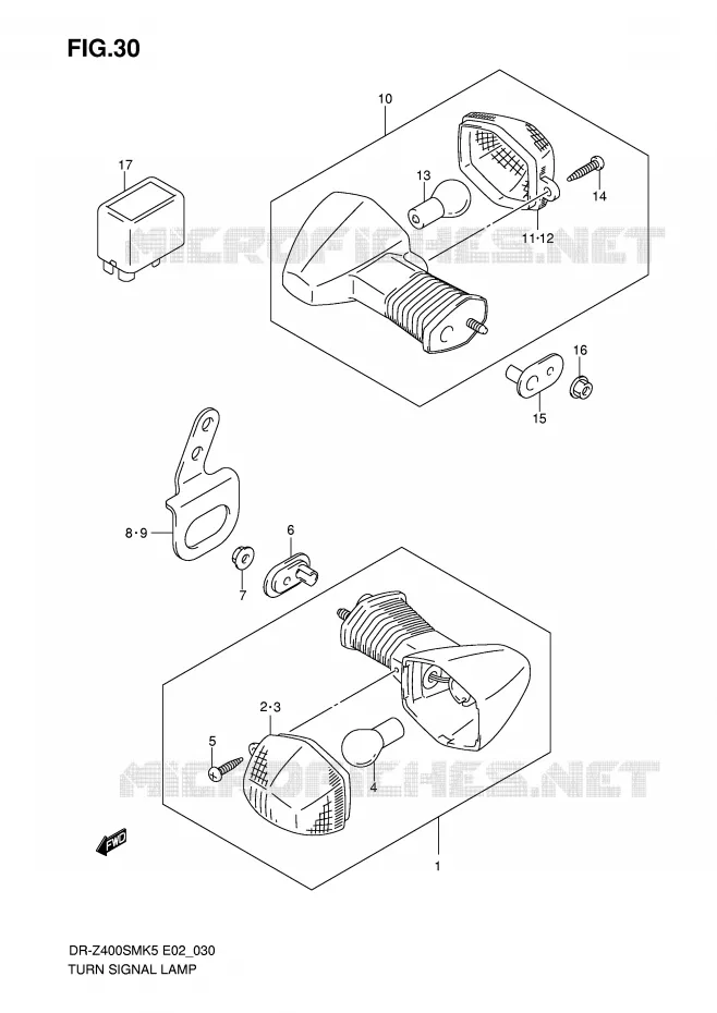 CLIGNOTANTS (MODELE K5) Suzuki MOTO 400 DR-Z 2006  DR-Z400SMUK6(E2)