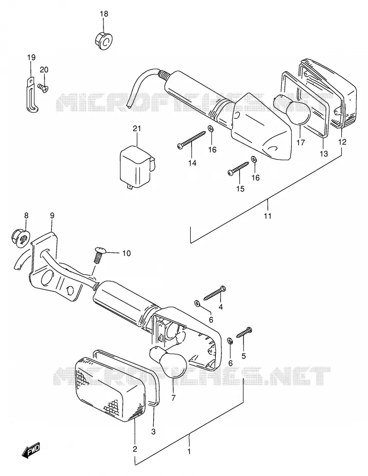 CLIGNOTANTS (MODELE T) Suzuki MOTO 200 DF 1999  DF200EX(E24)