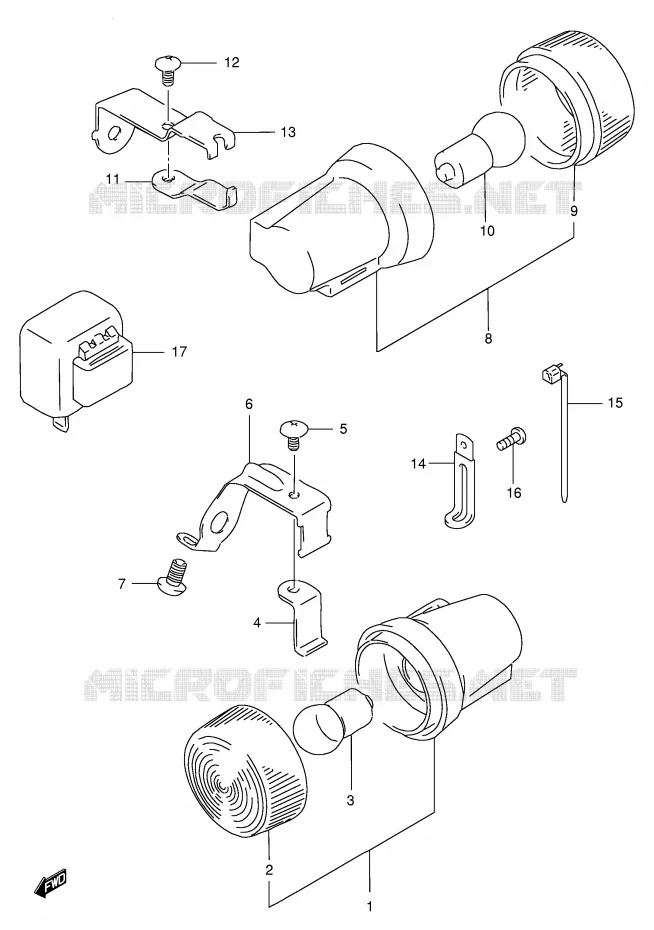 CLIGNOTANTS (MODELE W/X E6) Suzuki MOTO 200 DF 1998  DF200EW(E24)