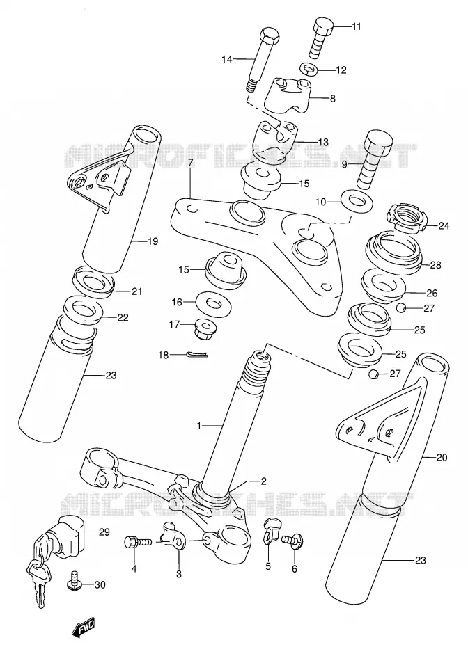 COLONNE DE DIRECTION Suzuki MOTO 100 AP 1997  AX100V(E94)