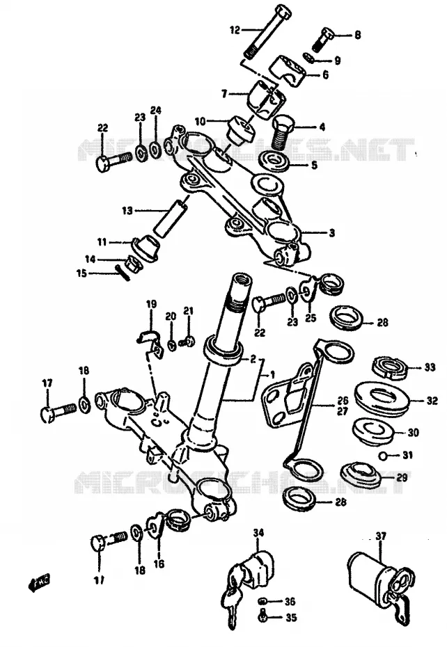 COLONNE DE DIRECTION Suzuki MOTO 125 DR 1985  DR125SF(F/H/J)