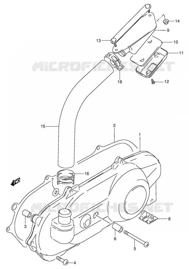COUVERCLE DE CARTER GAUCHE Suzuki SCOOTER 100 ADDRESS 1996  AG100T(E71)