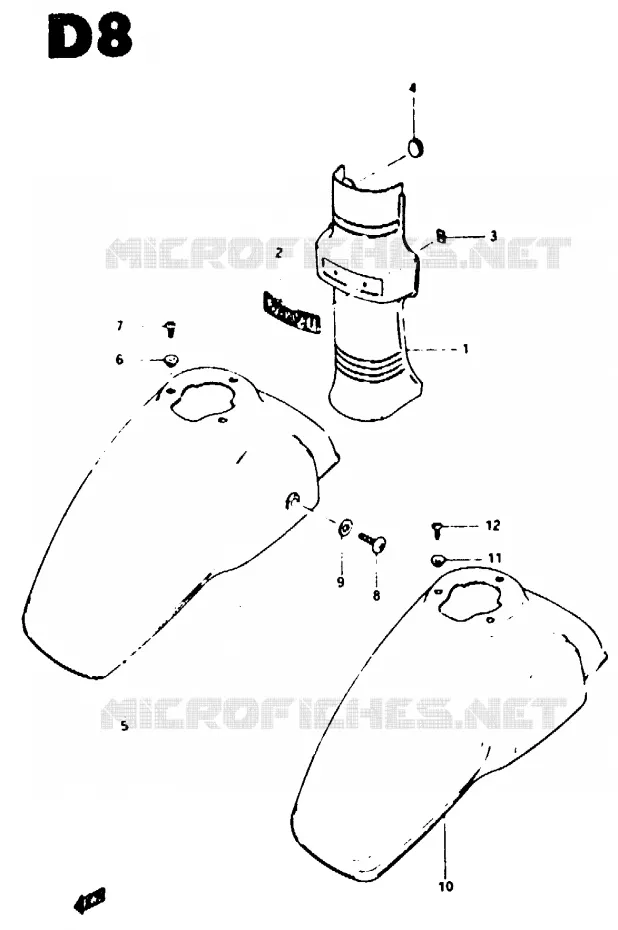 COUVERCLES DE CADRE AVANT - GARDE BOUE Suzuki SCOOTER 50 CS 1983  CS50GD(Z/D)
