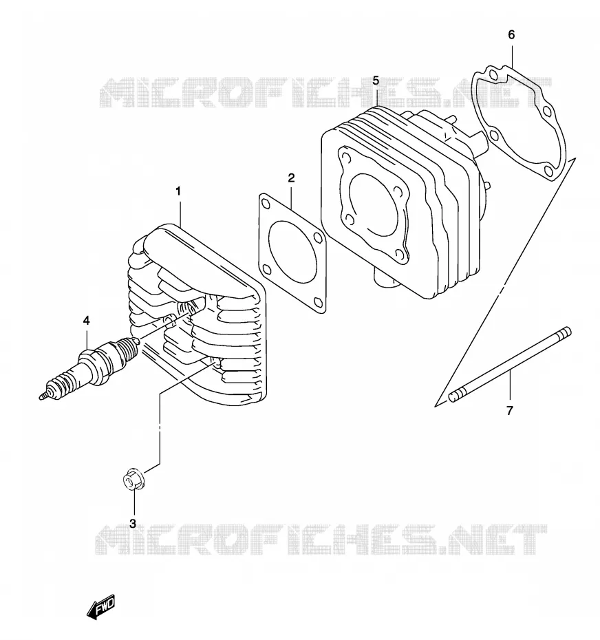 CYLINDRE (MODELE AY50 K3/K4) Suzuki SCOOTER 50 KATANA 2002  AY50K2(P19)