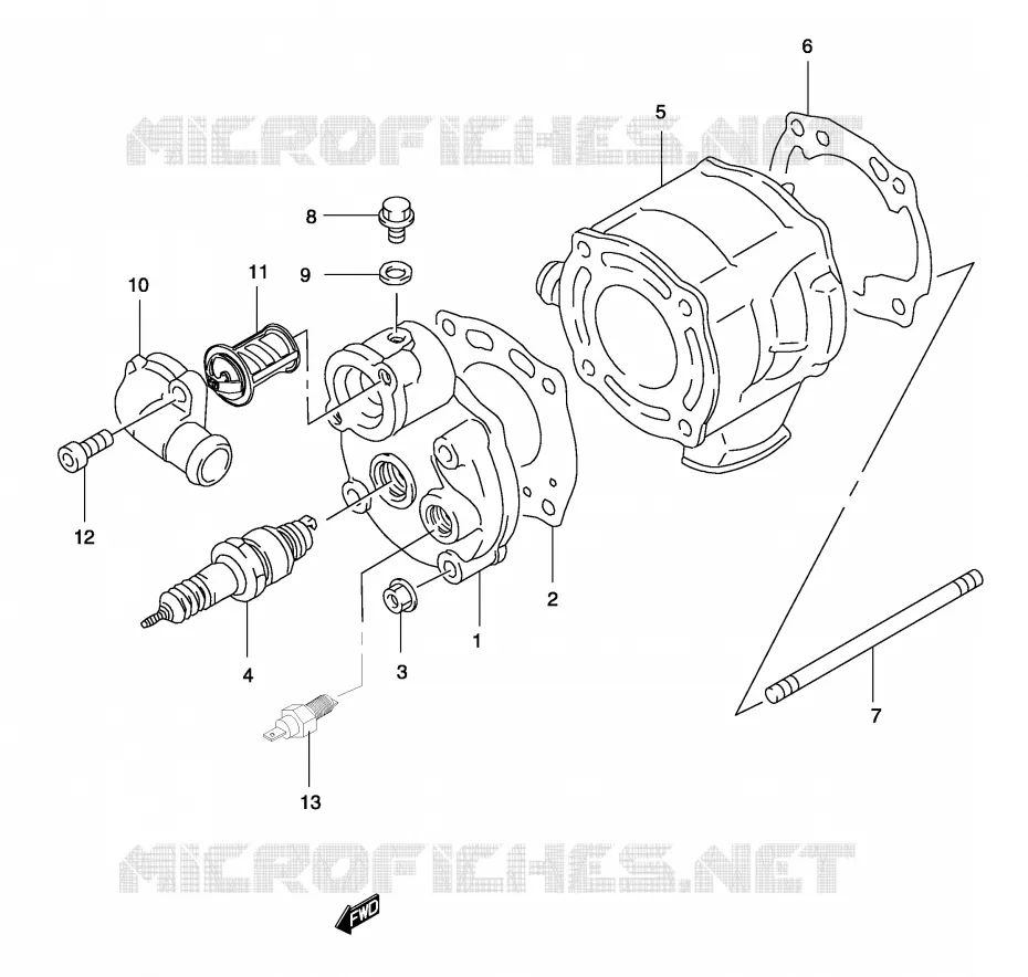 CYLINDRE (MODELE AY50W K3/K4) Suzuki SCOOTER 50 KATANA 2004  AY50WK4(P19)