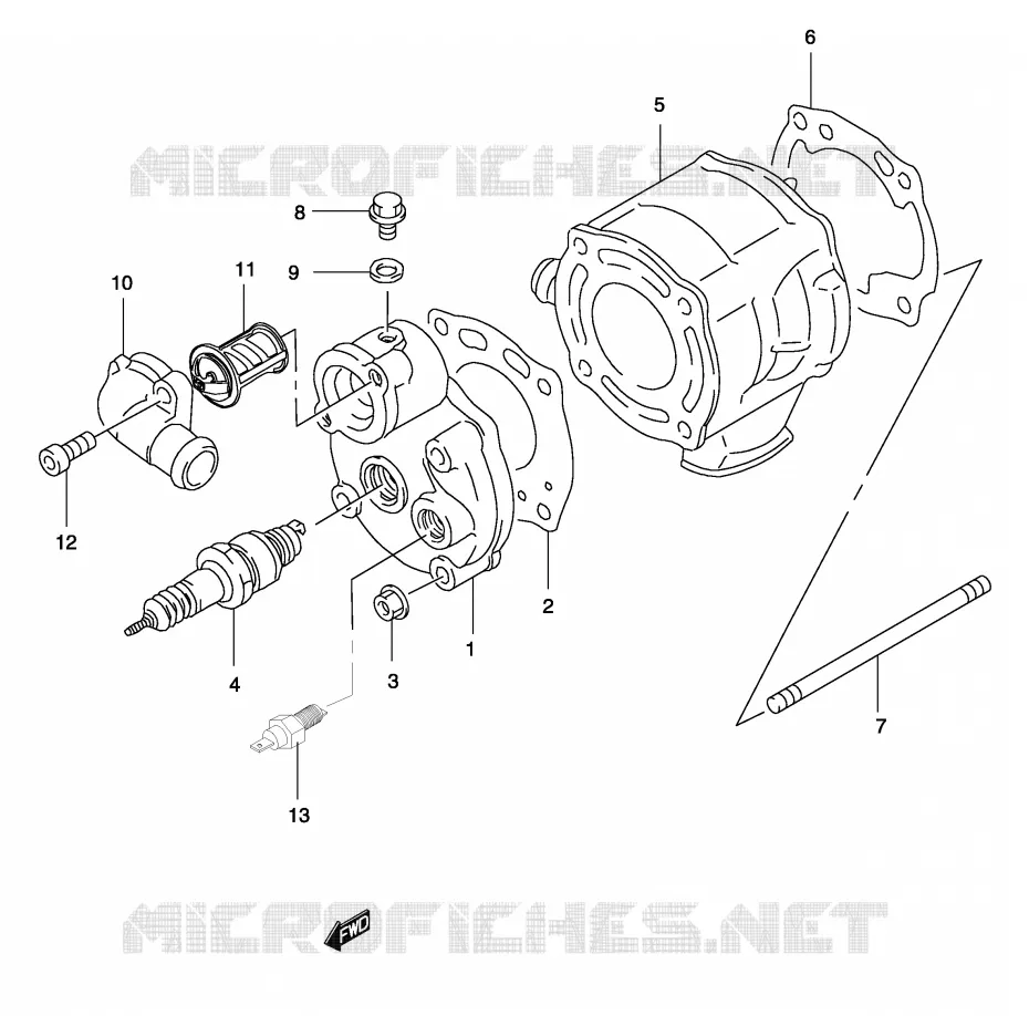 CYLINDRE (MODELE AY50WR K1/K2) Suzuki SCOOTER 50 KATANA 2004  AY50K4(P19)