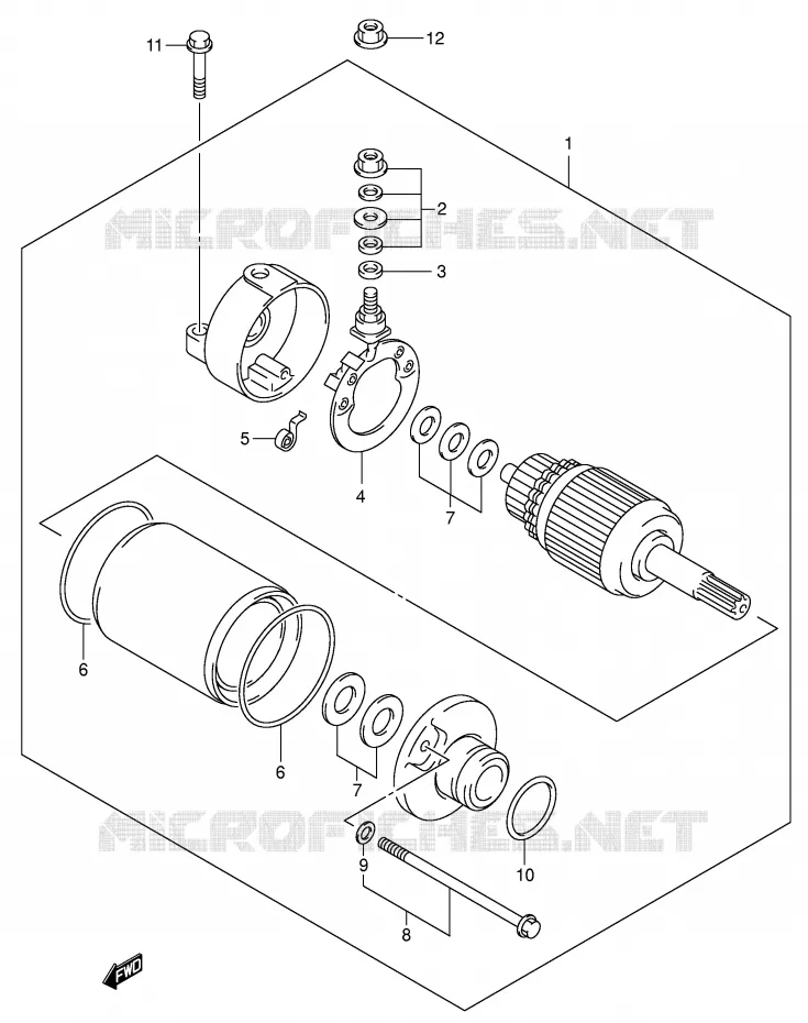 DEMARREUR (DR-Z400EY/EK1/EK2/EK3/EK4) Suzuki MOTO 400 DR-Z 2001  DR-Z400EK1(E1)
