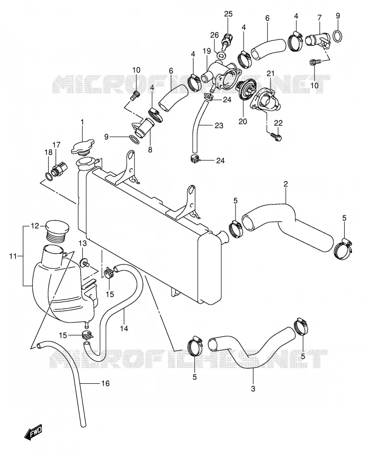 DURITE DE RADIATEUR Suzuki MOTO 1000 V-STROM 2005  DL1000K5(E2)