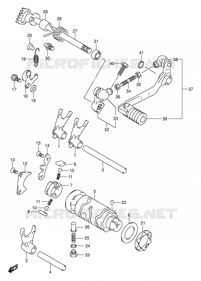 ENSEMBLE DE SELECTION DE VITESSES Suzuki MOTO 125 DR-Z 2003  DR-Z125LK3(E3/E28)
