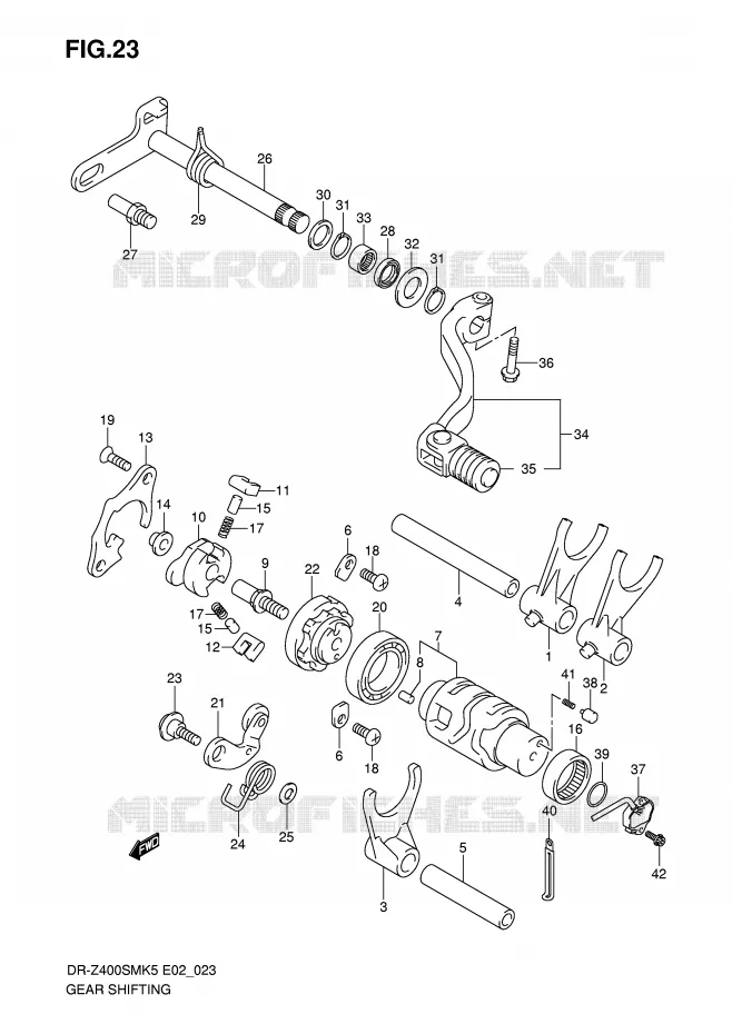 ENSEMBLE DE SELECTION DE VITESSES Suzuki MOTO 400 DR-Z 2005  DR-Z400SMK5(E2)