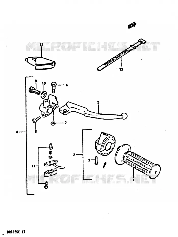 ENSEMBLE LEVIER - COMMODO DROIT (E2, E4, E6, E15, E18, E21, E24) Suzuki MOTO 125 DR 1984  DR125SE